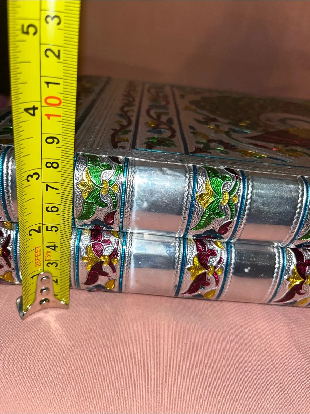 Handpainted Peacock Decorative Metal Box - Multicolor